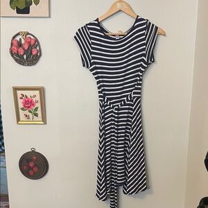 Alya Navy and White Asymmetrical Dress